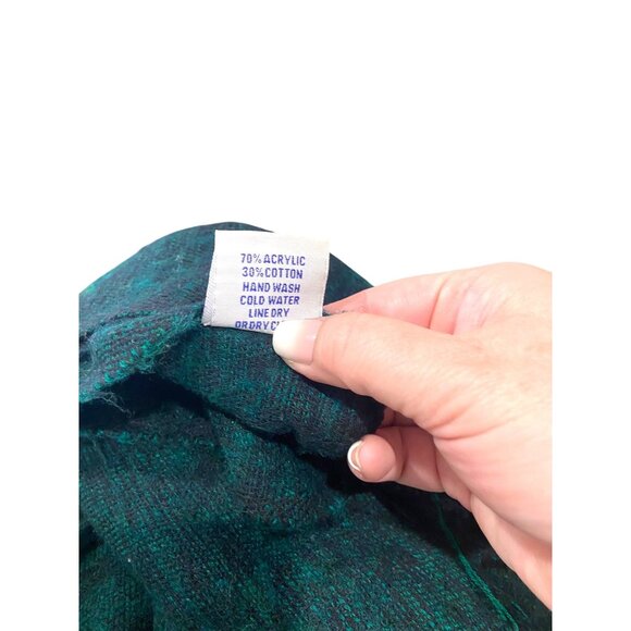 Cheppu From Himalaya Made In Nepal Blanket Scarf Green One Size Fringe Bohemian - Picture 4 of 13